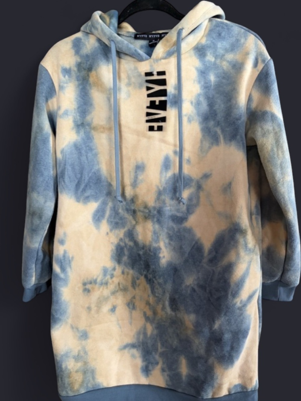 HYFVE Blue TieDye HoodieDress Oversized Cozy Sweatshirt Small Trendy loungewear